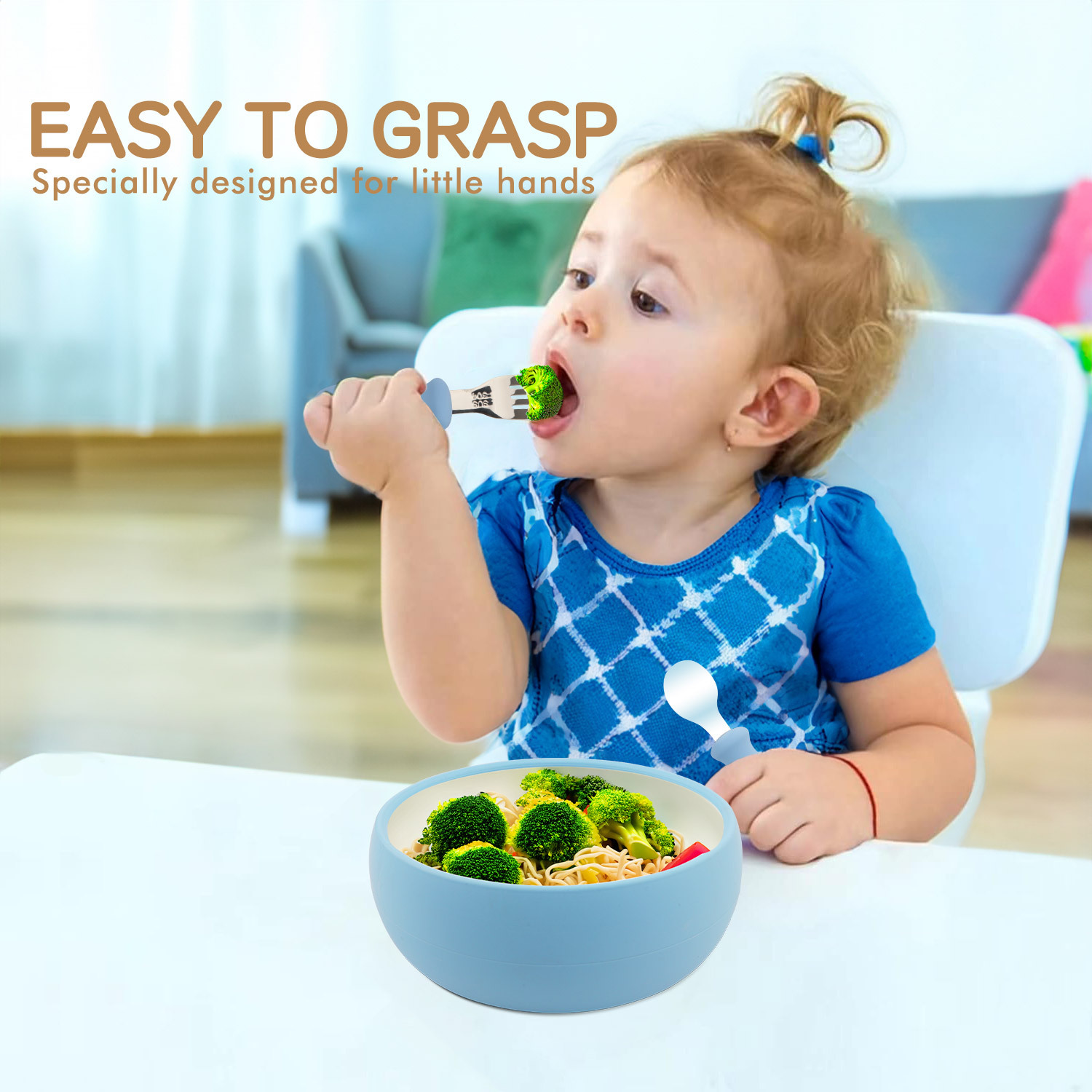 Children's silicone complementary food tableware set, two-color bowls, plates, spoons, forks, four-piece set, baby food-grade e-commerce new product Application Scenario