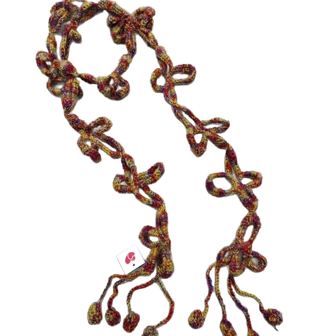 细条围巾原创手工钩织花朵日系森女式气质淡雅百搭配饰裙装饰腰带白底实物图