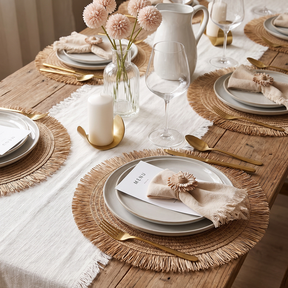 Cross-border exclusive Bohemian paper woven placemats, round woven heat insulation pads, wedding party table decorations for homestays Cross-border exclusive Bohemian paper woven placemats, round woven heat insulation pads, wedding party table decorations for homestays