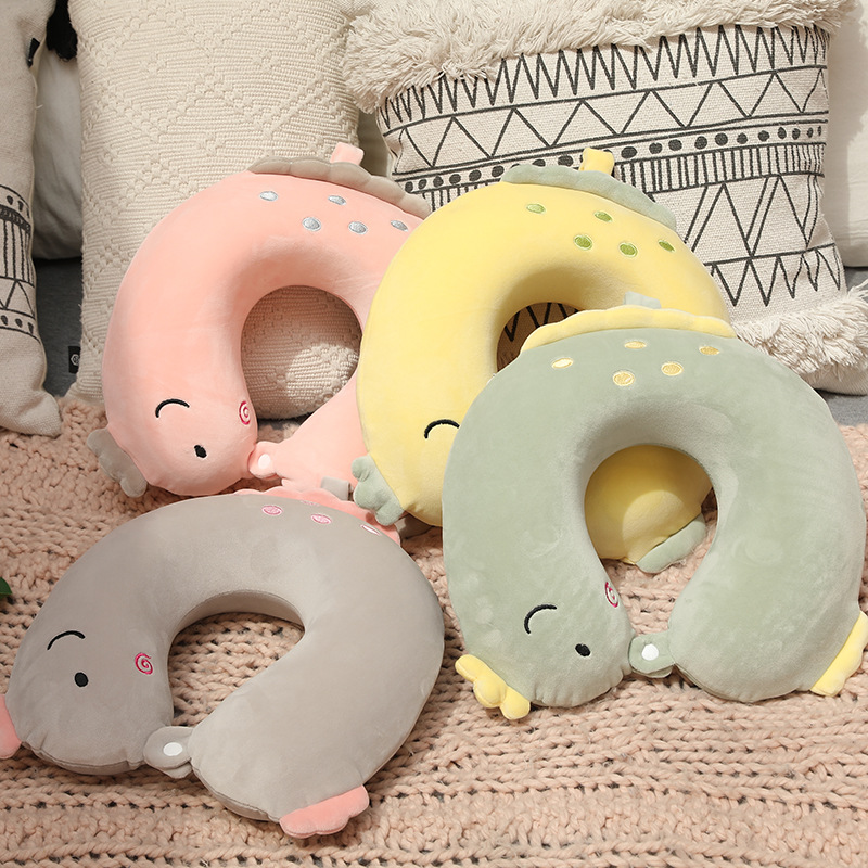 Cute cartoon dinosaur U-shaped pillow, student midday rest neck protection pillow, office travel memory foam U-shaped pillow, cervical vertebrae
