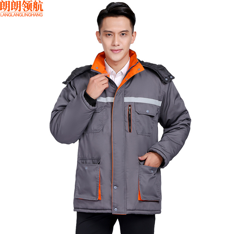 冬季工作服防风保暖防寒棉服反光条劳保棉衣活里可拆内胆加厚棉服