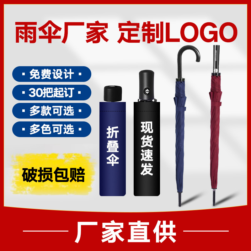 Customized logo business gift advertising umbrellas, ten-bone fully automatic folding umbrellas, three-fold sun protection umbrellas wholesale Specification drawing