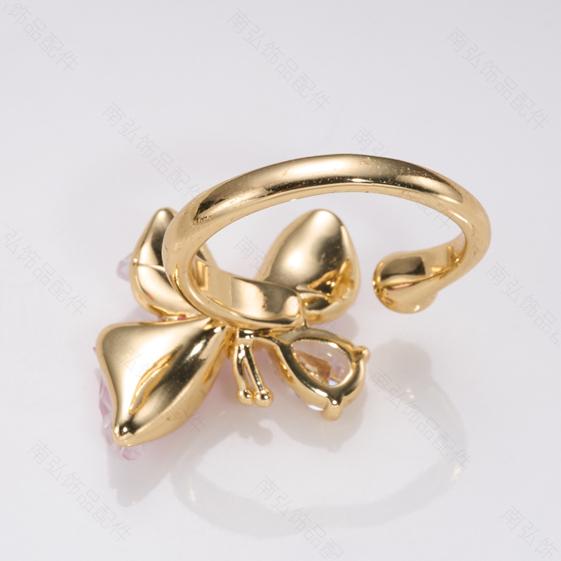 Pearl ring, earneedle pendant, three-piece set, empty stand, butterfly oil-dripping crystal, DIY light luxury, high quality Yiwu supply Specification image