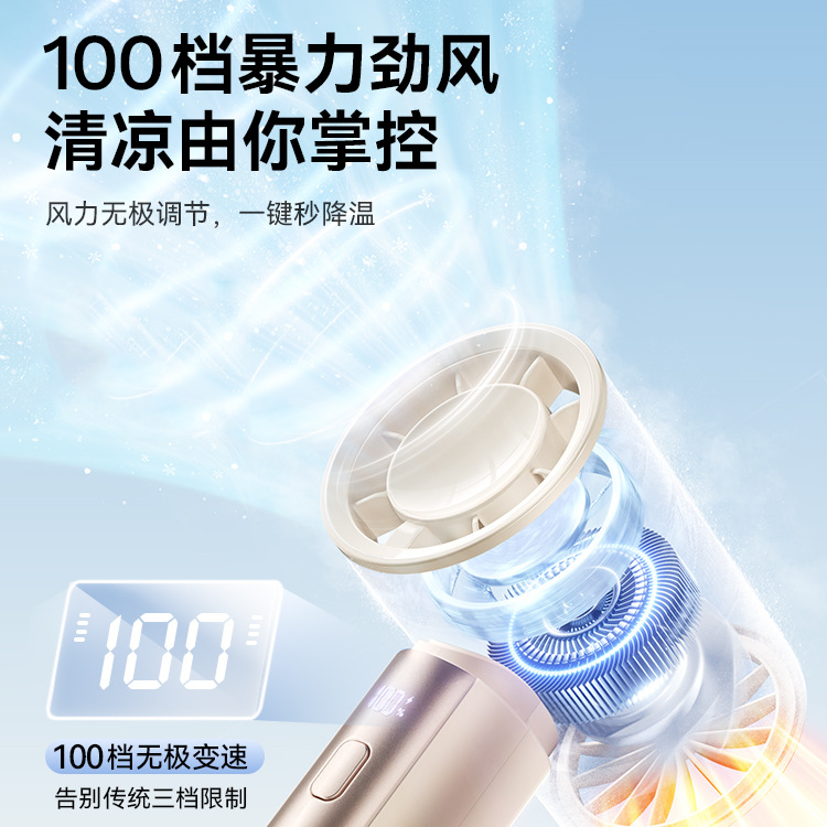 New outdoor violent fan, small portable high-speed handheld fan, digital display low-frequency usb fan for wholesale details Picture