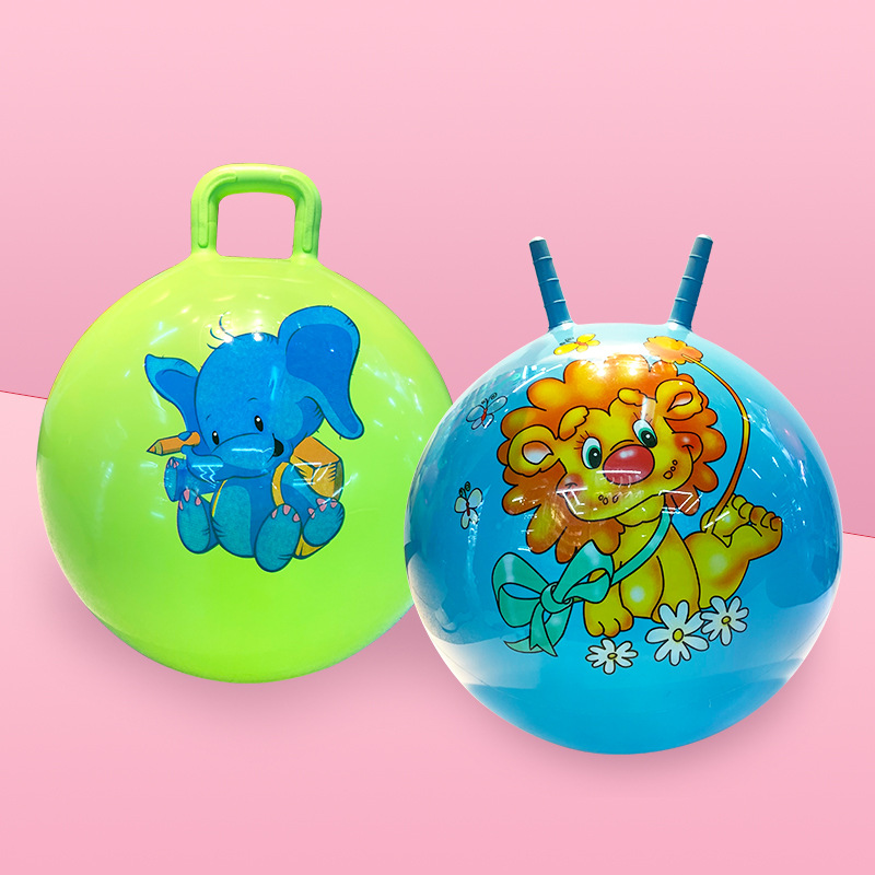 Inflatable toys, children's handle ball with pattern, hand-held elastic sheep horn ball, children's outdoor activity inflatable jumping ball Application Scenario