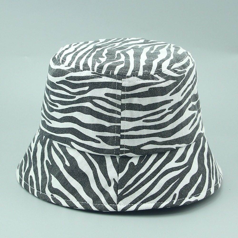 Customized black and white striped basin hat with tie-dye, digital printing, thin spring and summer travel, sun protection and shade fisherman's hat Specification image