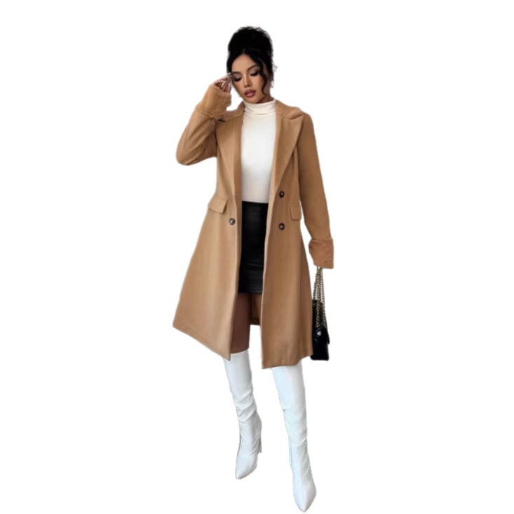 大衣/羊绒大衣/白大褂/黑色羊绒大衣/清仓尾货白底实物图