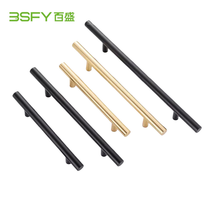 Stainless steel handles, cabinets, wardrobes, door handles, hollow handles, drawers, golden T-shaped single-hole small handles, T-shaped Specification image