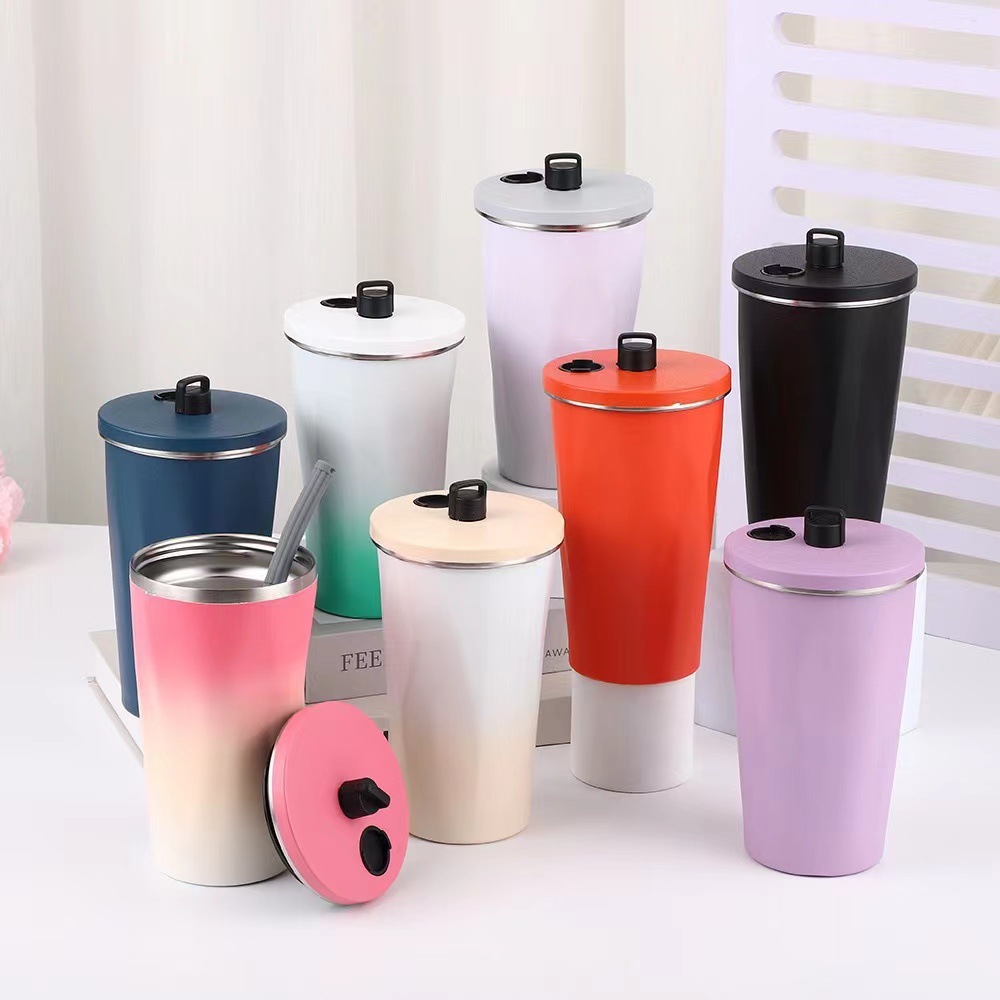 Hot-selling creative 304 double-layer stainless steel diamond-shaped coffee cup, ice cup, car-shaped straw cup, travel cup