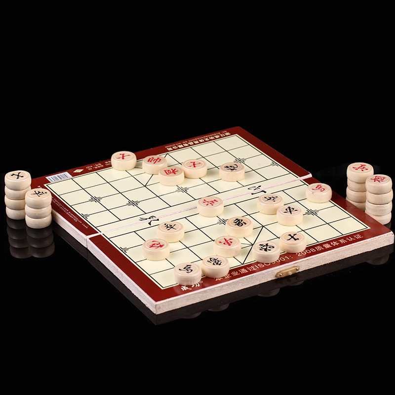 4150木连盘中象棋成功棋具 古形连盘象棋 可折叠中国象棋运动益智细节图