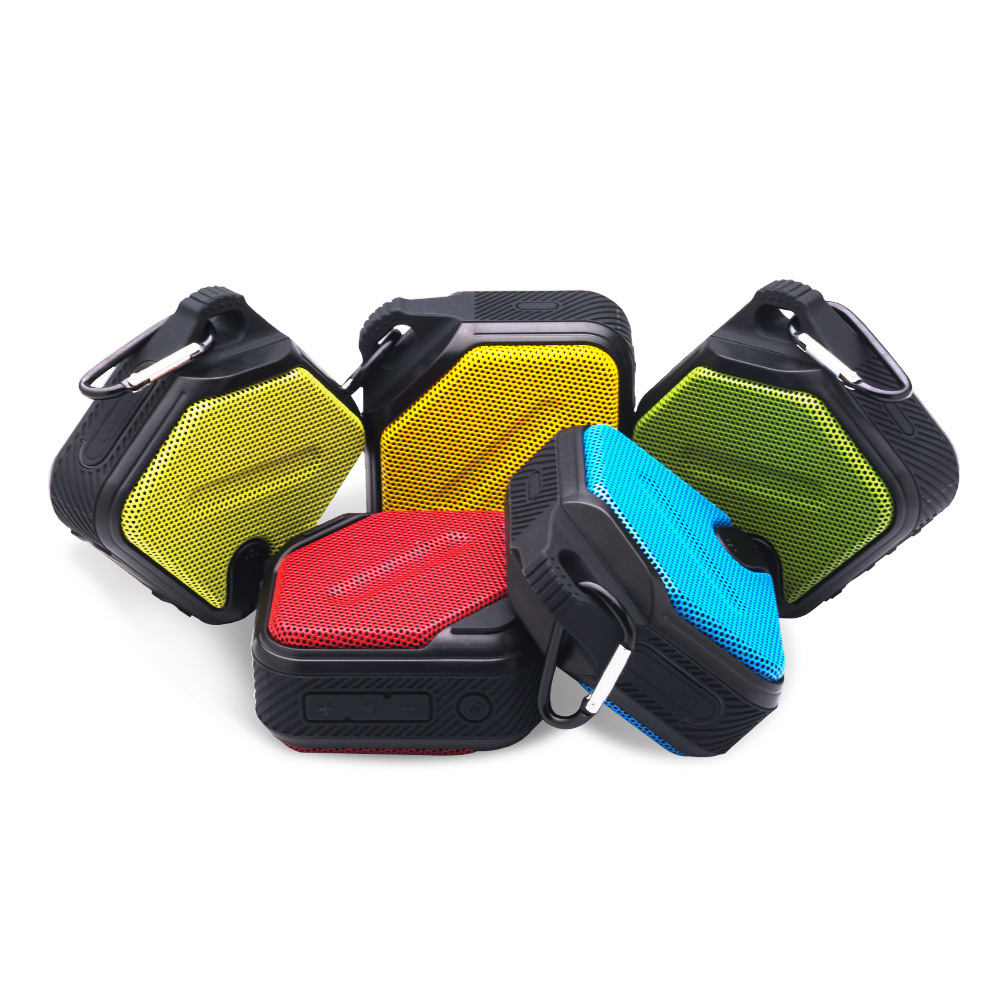 The wireless Bluetooth speaker with iron mesh is equipped with a waterproof small speaker, stereo, bass, and a small steel gun card