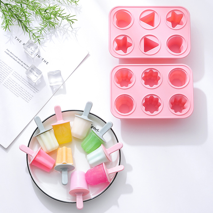 Simple, handcrafted DIY DIY 6-piece silicone ice cream Popsicle mold, ice box Popsicle mold in stock Specification image