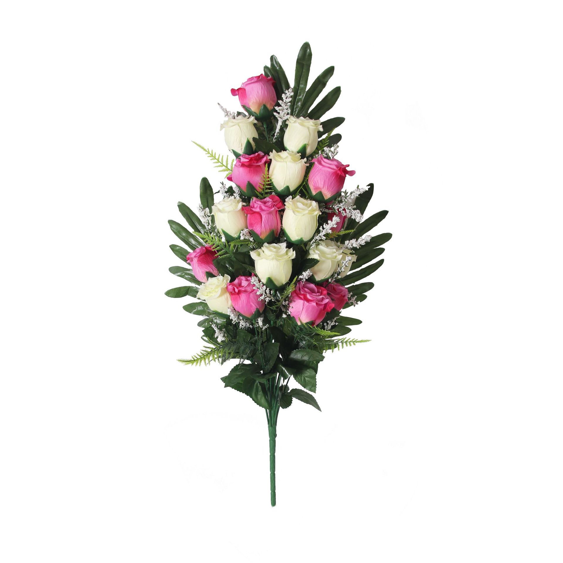 百花邦18头扇形玫瑰 外贸货源亚马逊欧式假花花束成品玫瑰花批发