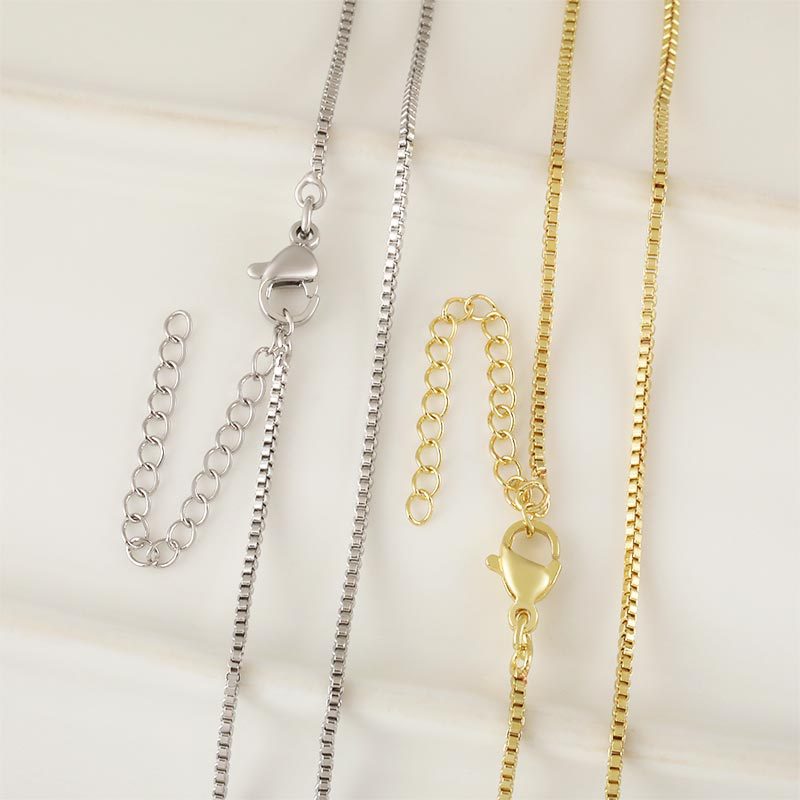 Copper-plated 18K real gold color-retaining collarbone chain, box chain, extension chain, high-end and fashionable thick chain box chain Specification image