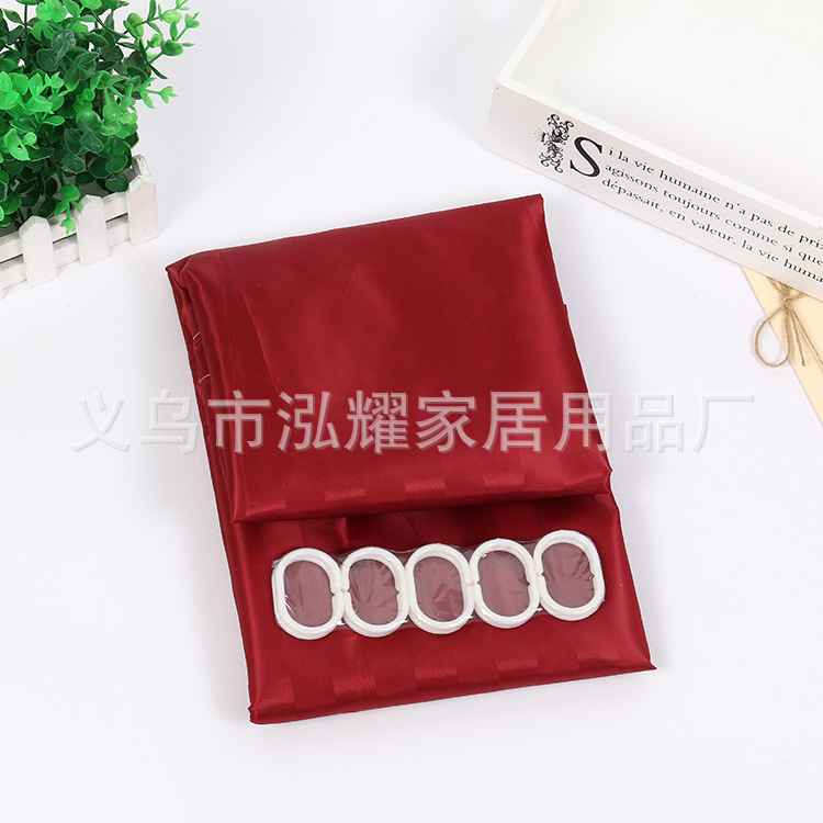 厂家批发涤纶阴阳条卫生间浴帘沐浴帘防水隔断门帘酒店专用浴帘白底实物图