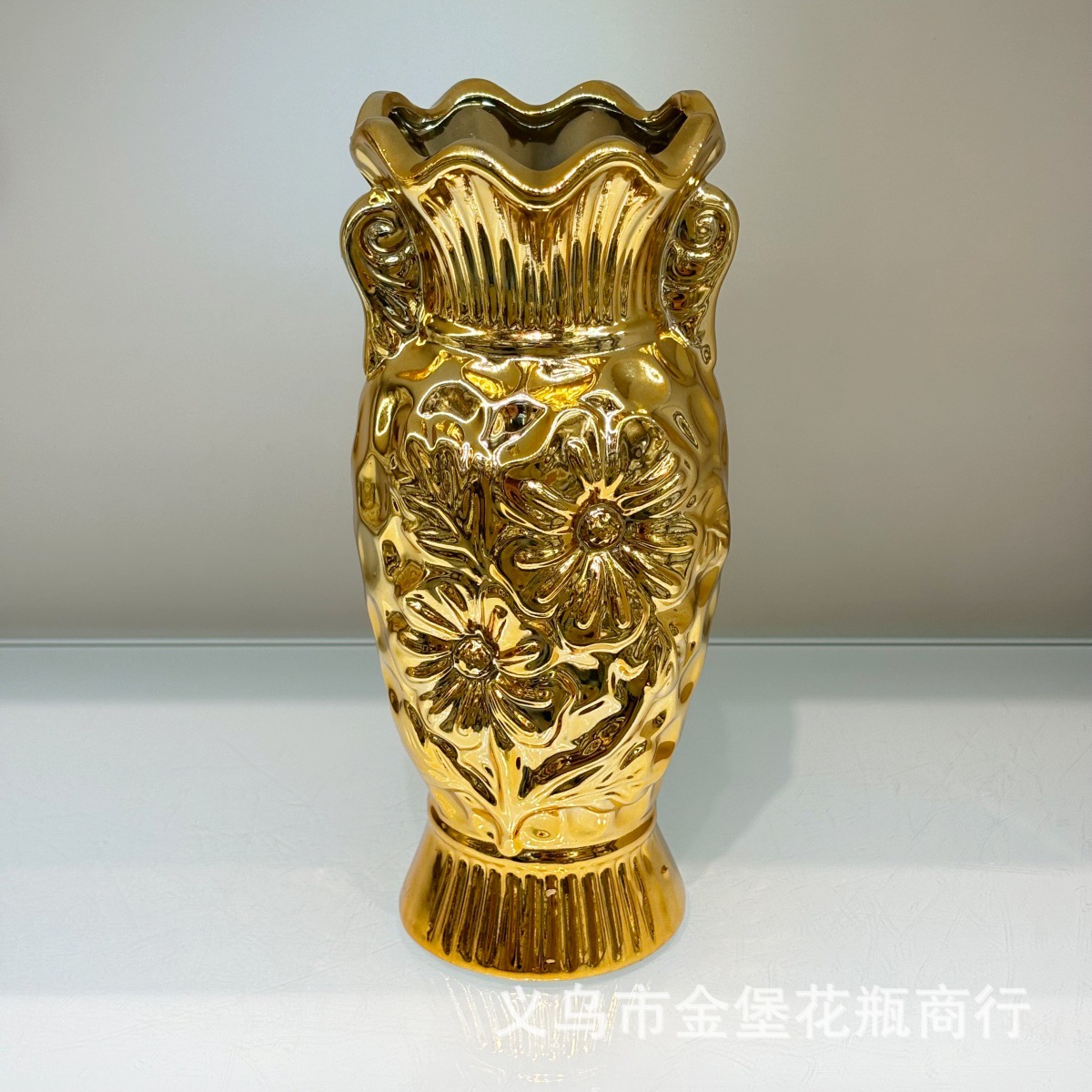 10寸多规格通体鎏金供瓶外贸佛具家用神像供奉花器