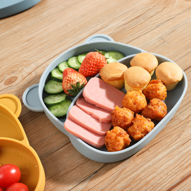 宝宝硅胶卡通河马可水煮可消毒防摔带吸盘可爱儿餐具童辅食碗详情图1