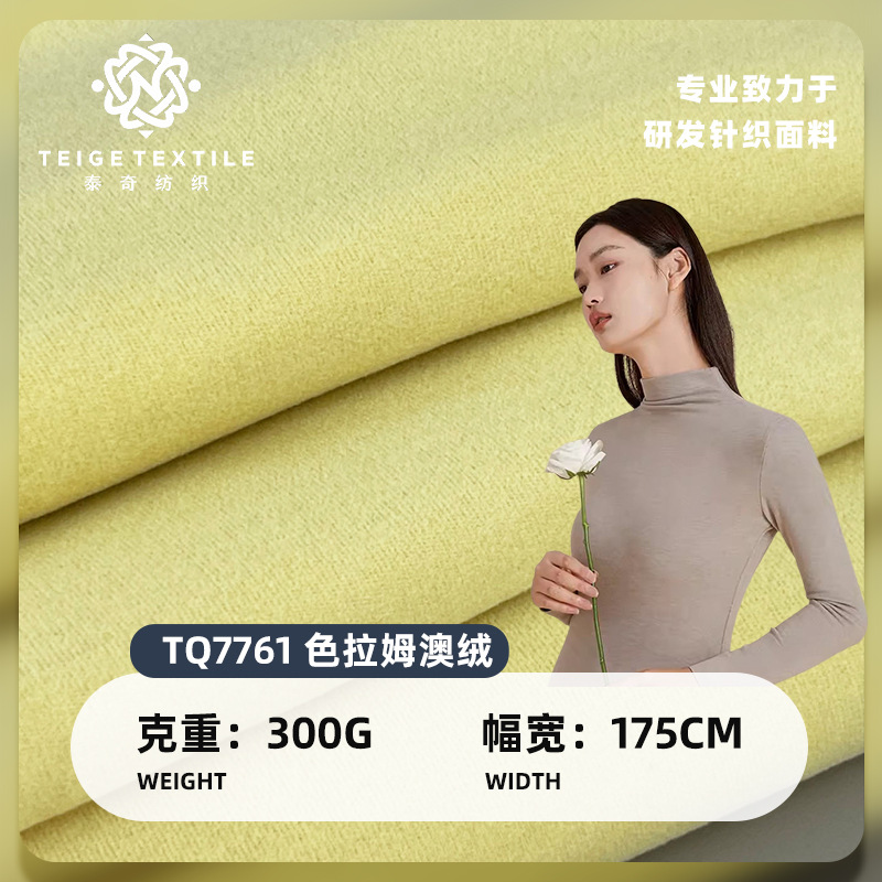 现货300g双面色拉姆澳绒弹力保暖绒布秋冬打底背心家居服德绒面料