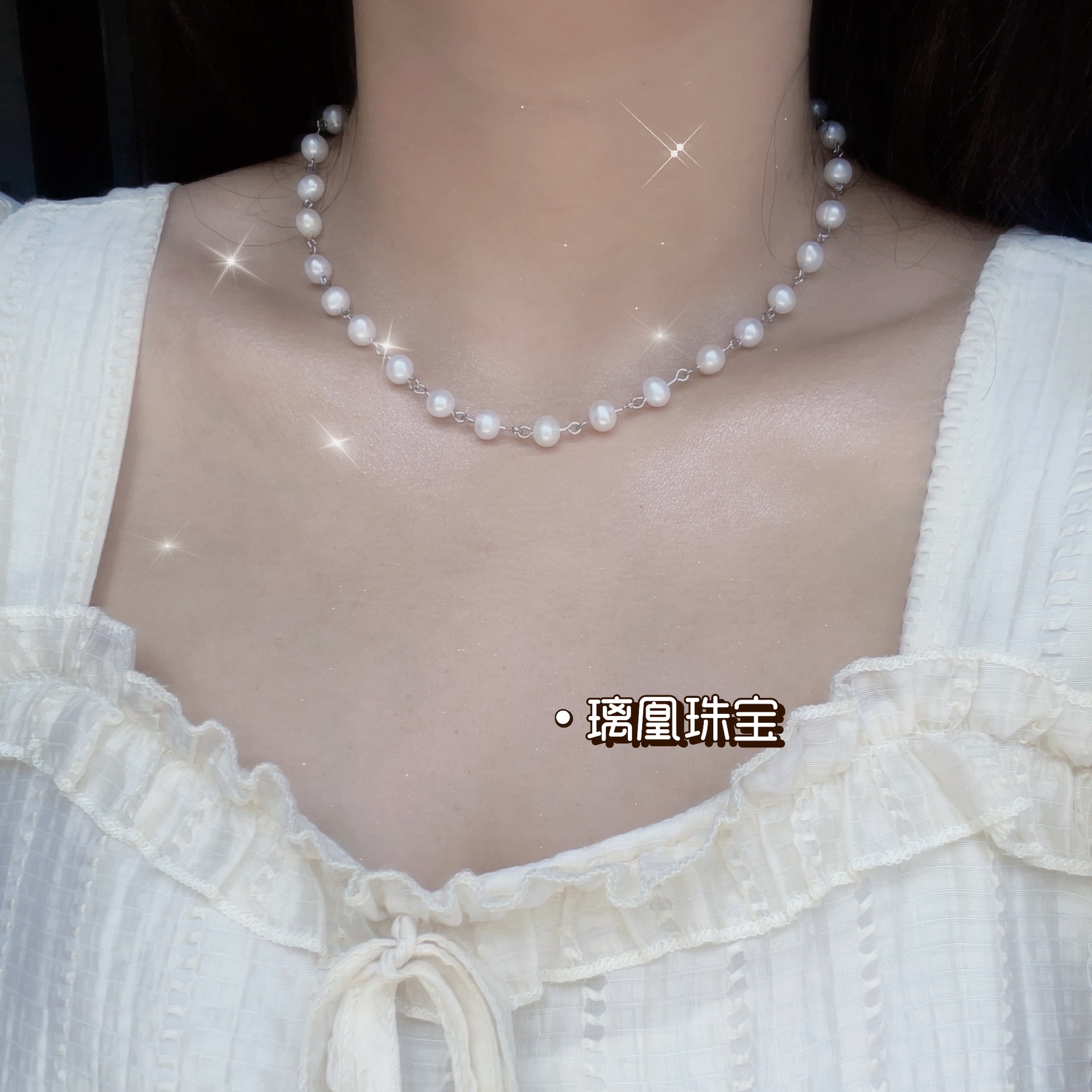 满天星天然淡水珍珠项链巴洛克风格珍珠项饰网红百搭简约锁骨链