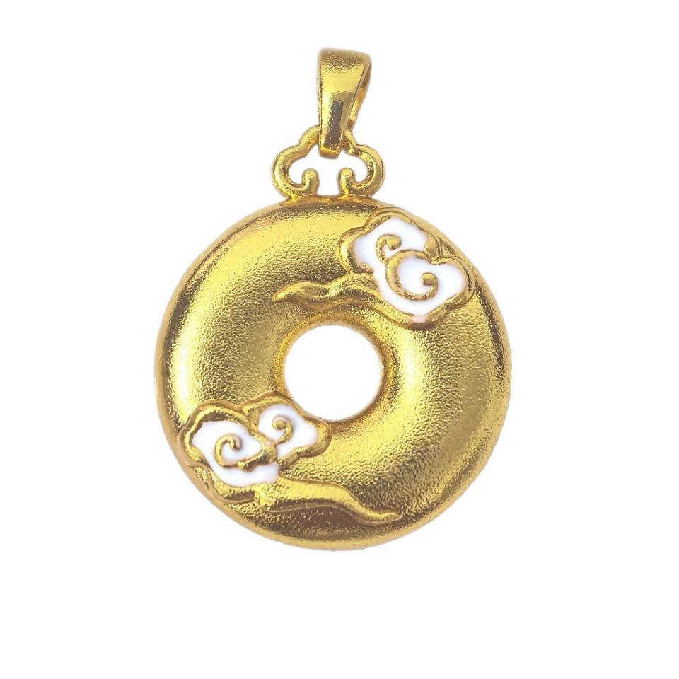 New ancient-style gold-plated double fish peace pendant with hollowed-out dragon playing in water peace pendant Item Picture