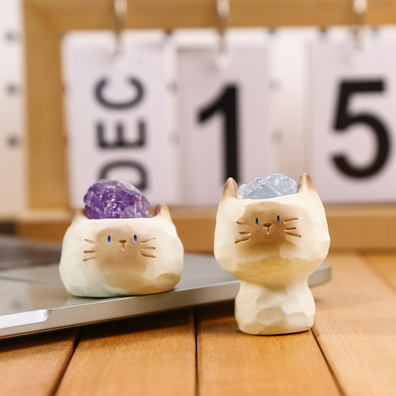 Wholesale of Catcat PAI crystal figurines, blind boxes, cute animal dolls, car decorations and stress-relieving small ornaments details Picture
