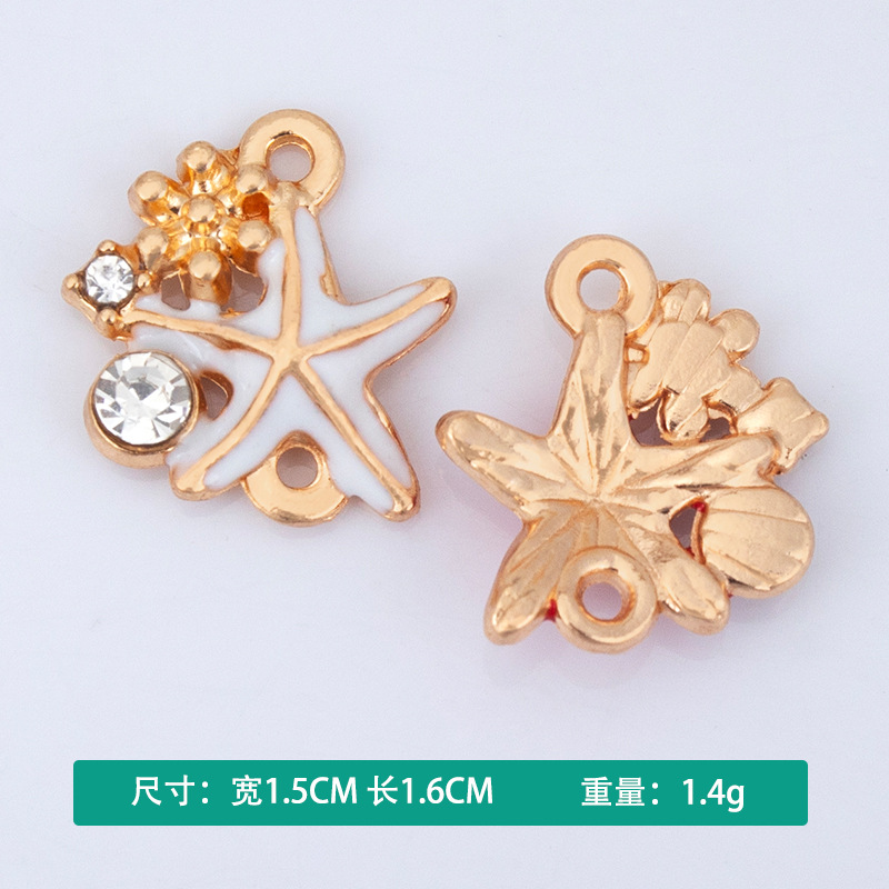 Wholesale of new creative alloy jewelry diy accessories, cartoon starfish oil-drip electroplated necklaces, bracelets, pendants and pendants Application Scenario