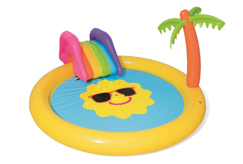Children's inflatable swimming pool water play set, inflatable bed, sofa chair, glass sand circulating water mattress Item Picture