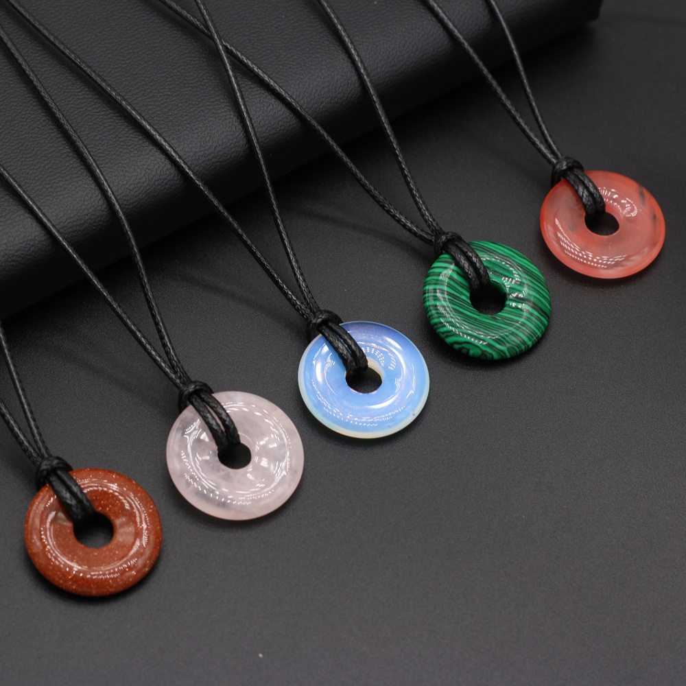 Peace Pendant necklace, natural stone opal large-hole beads, loose beads, DIY jewelry accessory necklace, unisex Specification image