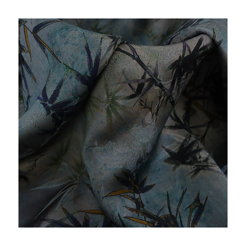 Hot-selling full-silk jacquard cloud gauze double-sided printed silk bamboo traditional Chinese style cheongsam dress fabric in stock Application Scenario