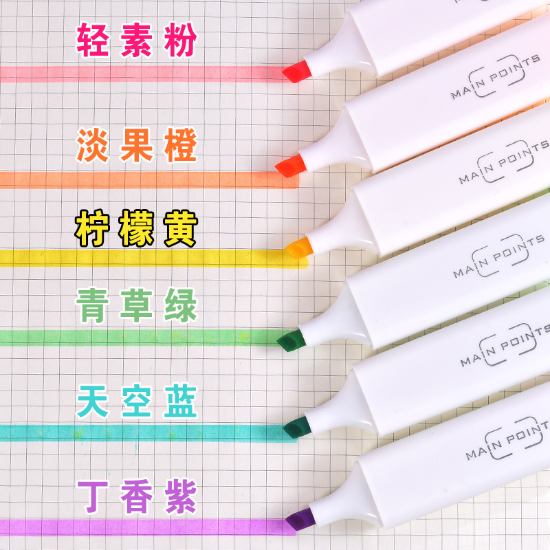 Manufacturer's genuine supply of flat highlighters with bright colors, slanted highlighters 006, Weiya Hui Highlighters wholesale Item Picture