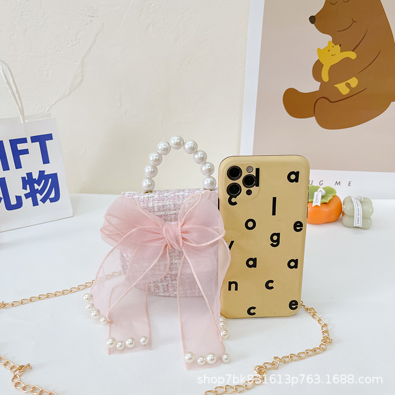 Fashionable and stylish bow single-shoulder crossbody handbag, cute baby coin purse, versatile mini girl's small bag details Picture