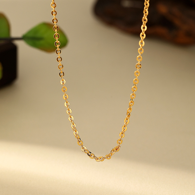 Copper gold-plated plain chain, single chain for men and women, Chopin chain, O-shaped chain, side chain, collarbone chain, plain chain, sand gold chain necklace Specification drawing