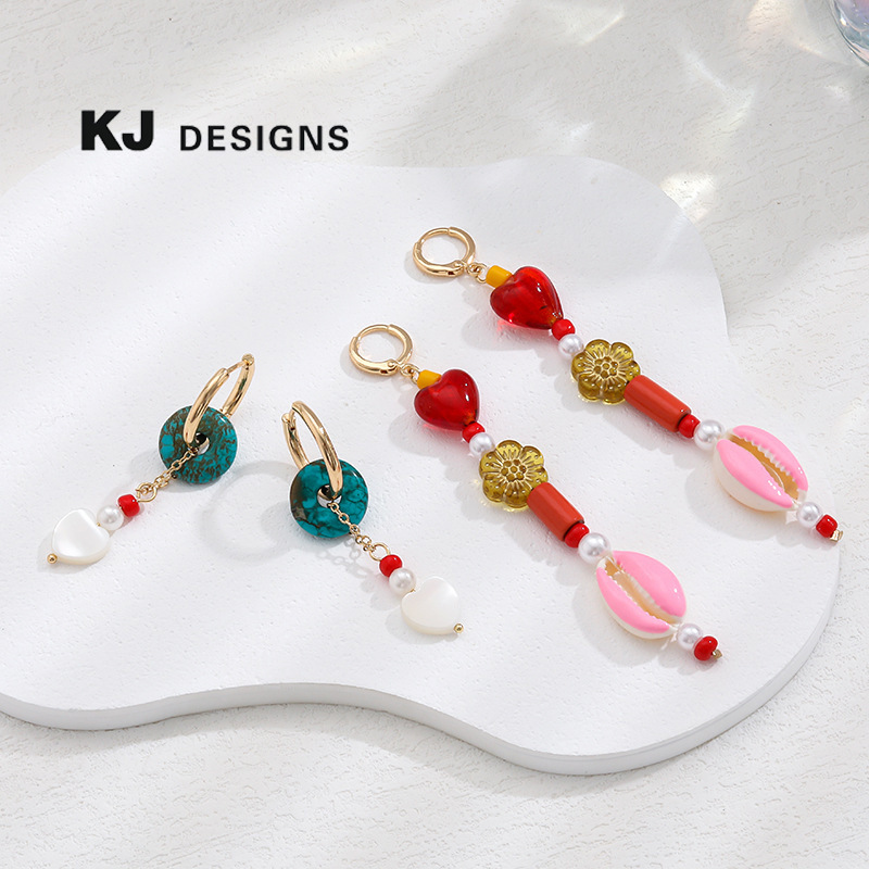 肯杰 原创2023夏季新款沙滩贝壳滴油耳环女 欧美跨境时尚气质耳饰