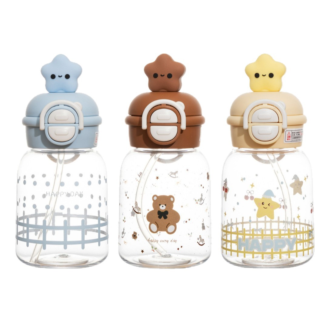 Wholesale of jumping double-drinking Star Baby cups, cartoon dolls, water cups, outdoor portable hand-held cups, student straw cups and gift cups Item Picture