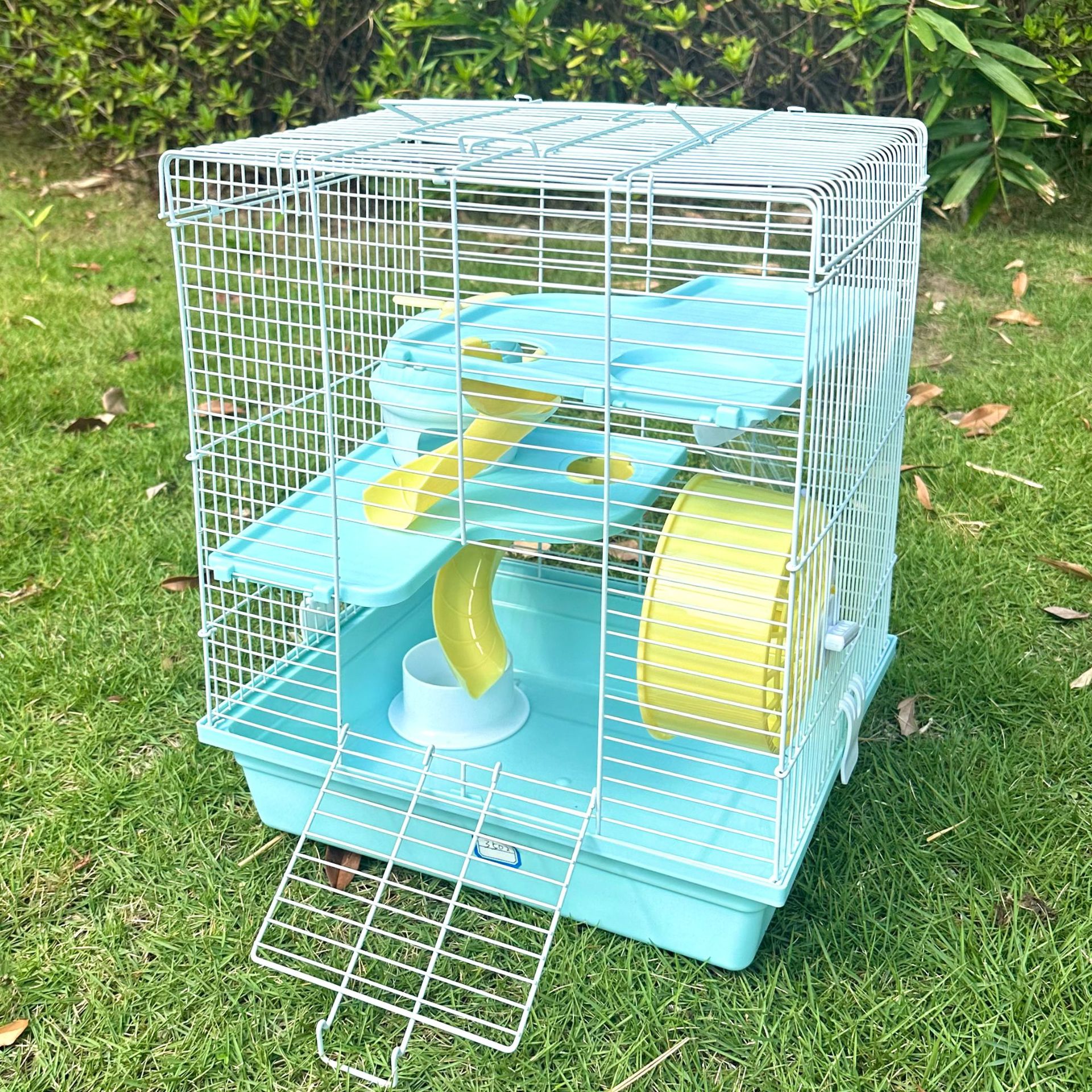 A three-story tall hamster cage for a large villa, a tall small windmill cage, Golden Thread Bear 3502, cartoon-colored double-door hamster supplies