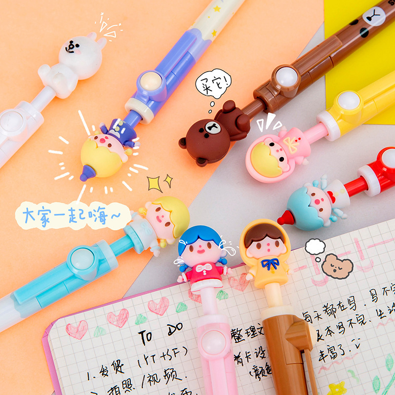 Stress-relieving spinning pen, cartoon character-shaped fun finger toy, stress-relieving magic tool, creative stationery gift for children and adults Application Scenario