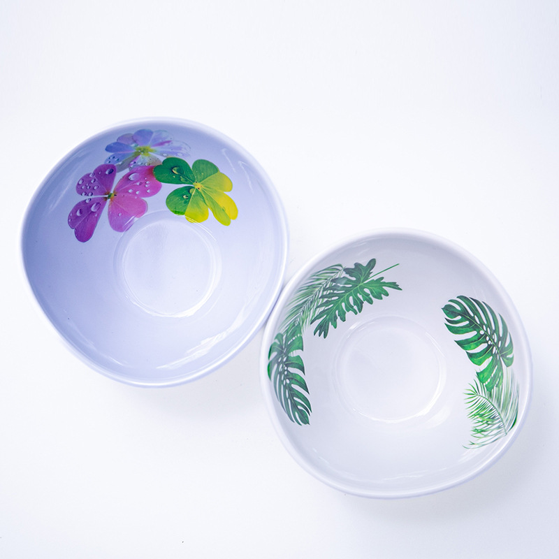 Export-oriented InS-style melamine bowls with printed Korean retro tableware, yogurt bowls, oat dessert bowls, melamine tableware OEM Specification drawing