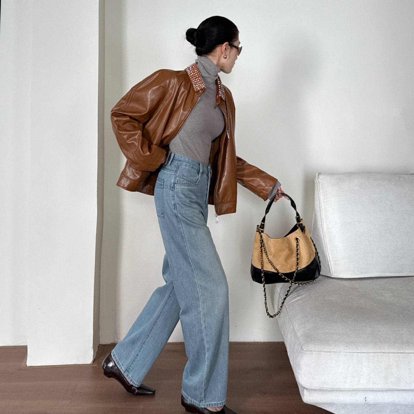 Yunchang Tencel Lyocell cotton Jeans for Women 2025 Autumn New Style straight-leg casual Trousers K0007 details Picture