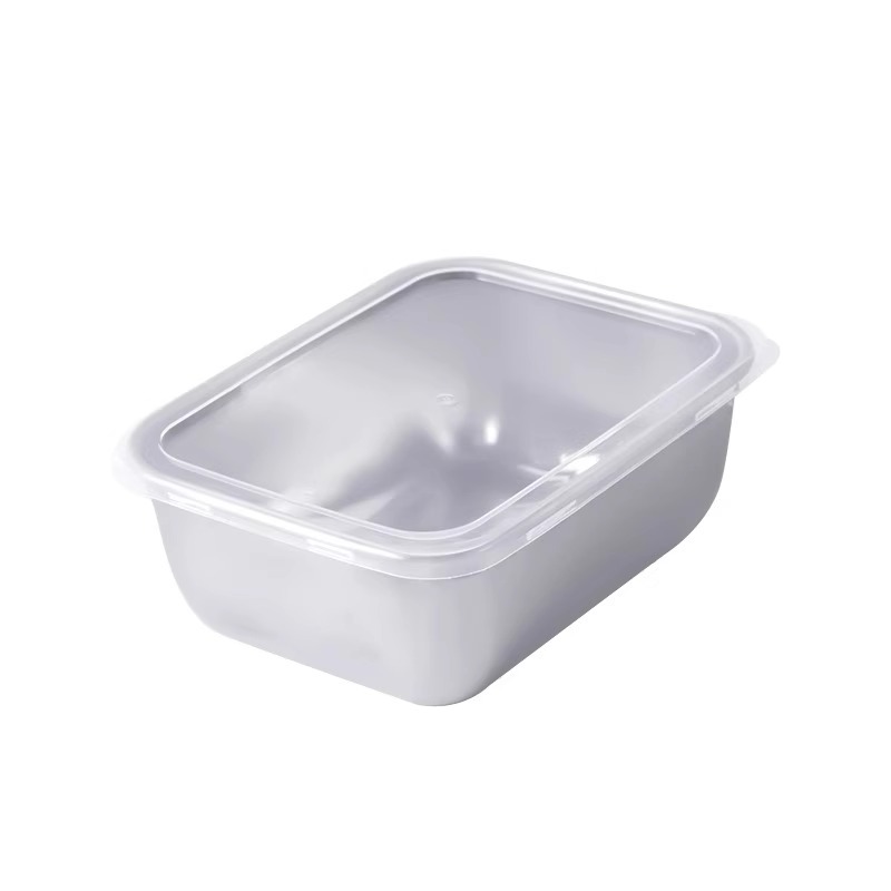 【 With lid 】 Stainless steel food storage box, food-grade commercial rectangular picnic box, special multi-purpose box for freezing Item Picture
