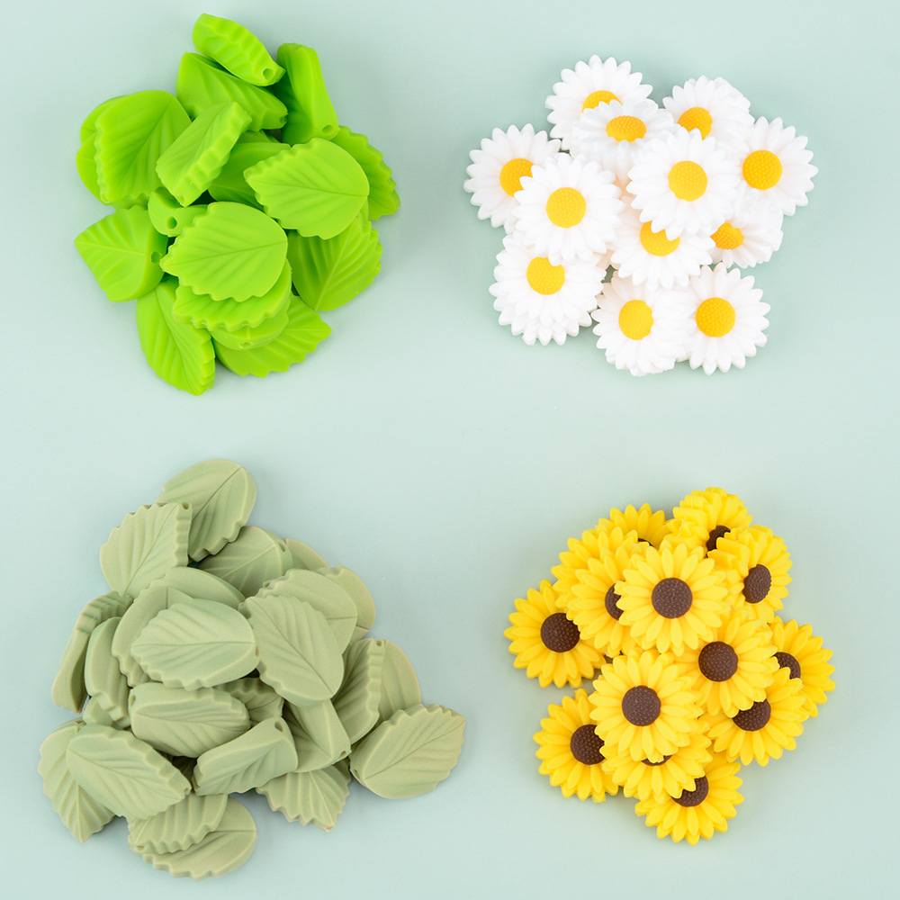 Sunflower silicone bead Daisy jewelry accessories DIY handcrafted beading material 22mm loose beads mixed batch details Picture