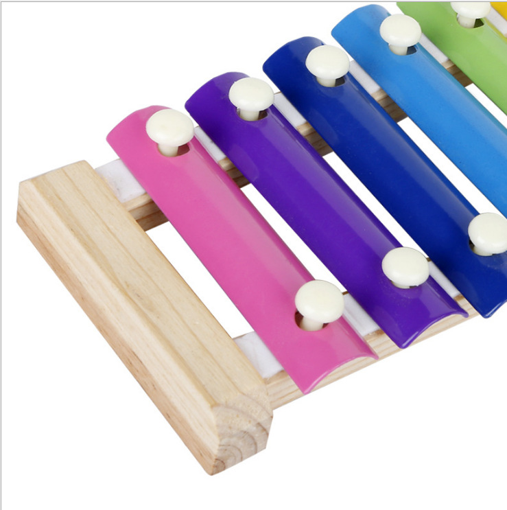 Wooden eight-tone hand-struck pianos for infants, toddlers, children, early education, baby intelligence instruments, small wooden pianos, street stall toys wholesale details Picture