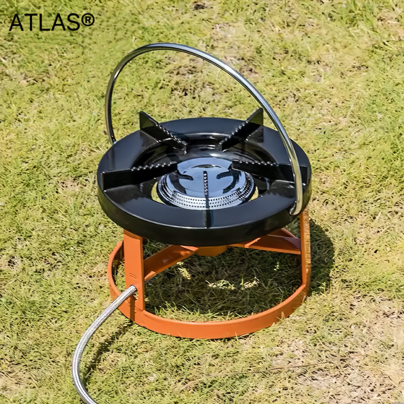 Outdoor high-intensity three-burner gas stove, three-star stove, portable camping and picnic cookware, mini gas cylinder, gas stove details Picture