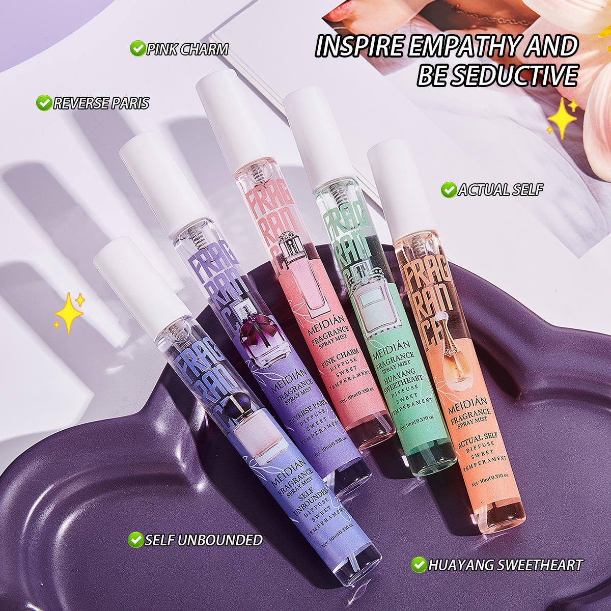 【 Cross-border Exclusive 】 Wholesale of 5-bottle MEIDIAN Fragrance Spray for Fresh, Light and Odor-Removing Perfume details Picture