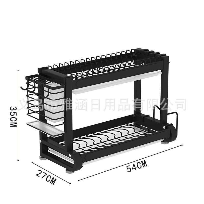 跨境铁艺多功能厨房碗盘架沥水碗碟架桌面菜板筷子碗盘收纳置物架白底实物图
