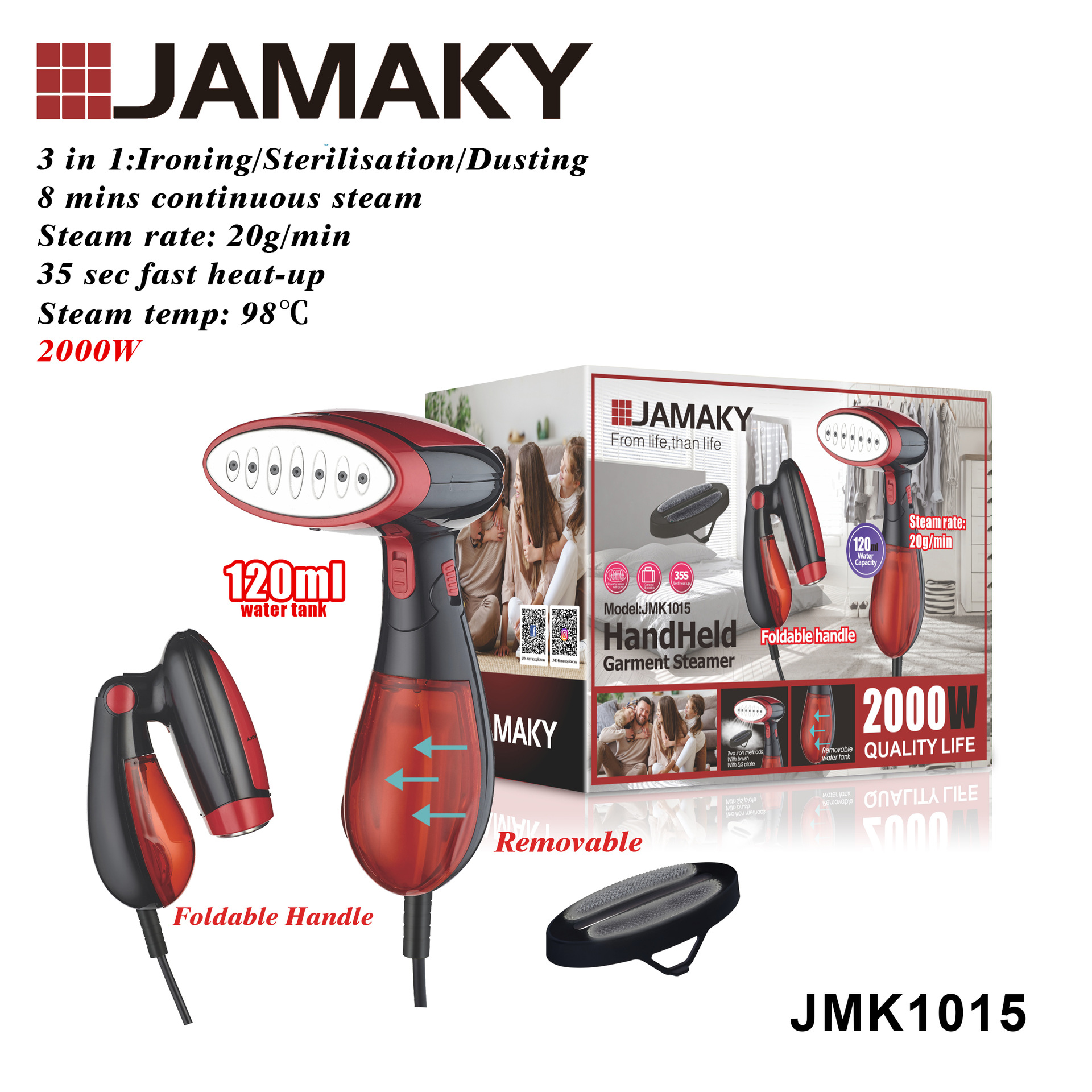 JAMAKY手持挂烫机家用小型熨斗熨烫机蒸汽烫斗便携宿舍烫衣服JMK1015