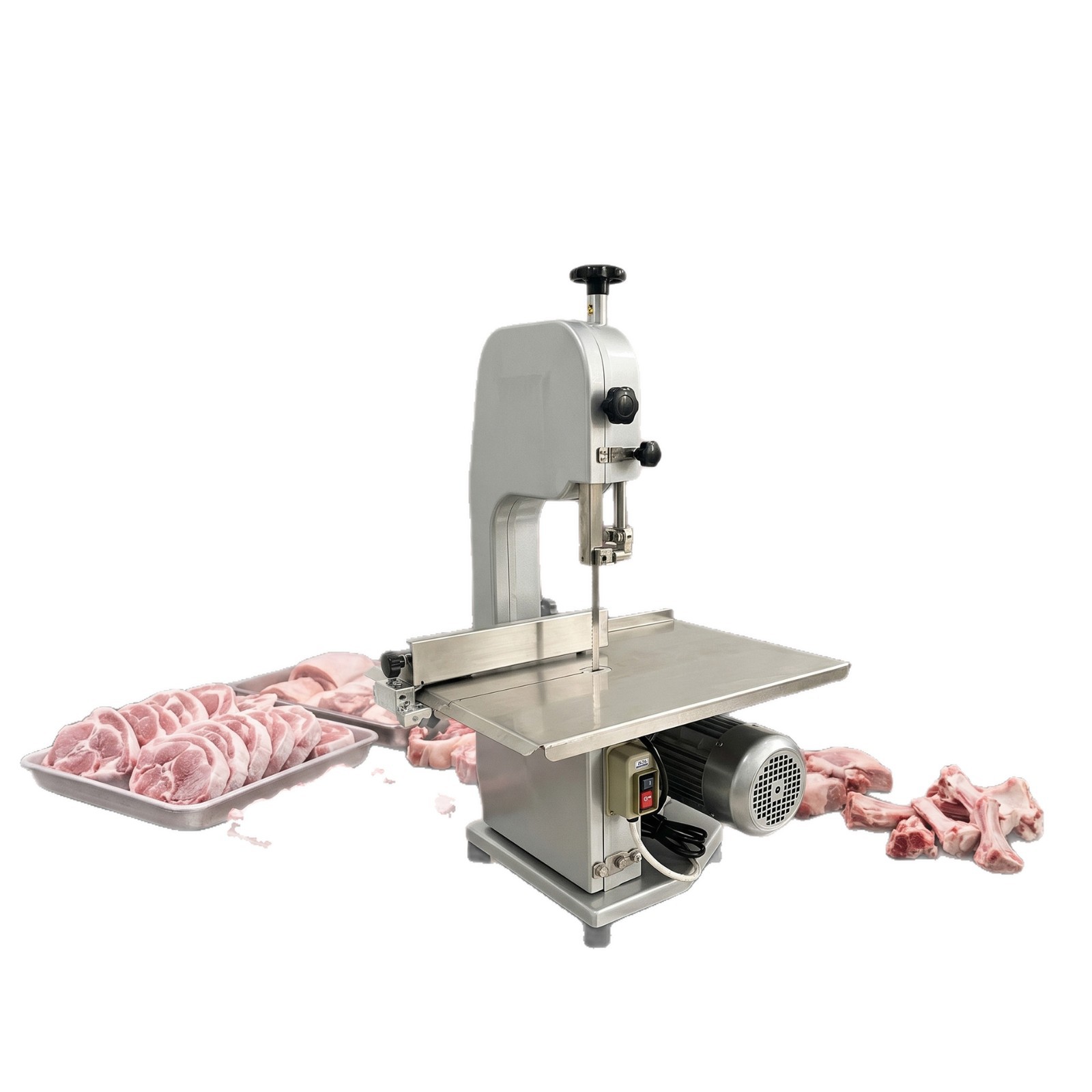 Cross-mirror commercial bone sawing machine, table-type electric frozen meat and pork rib cutting machine, canteen catering meat processing equipment manufacturer Item Picture