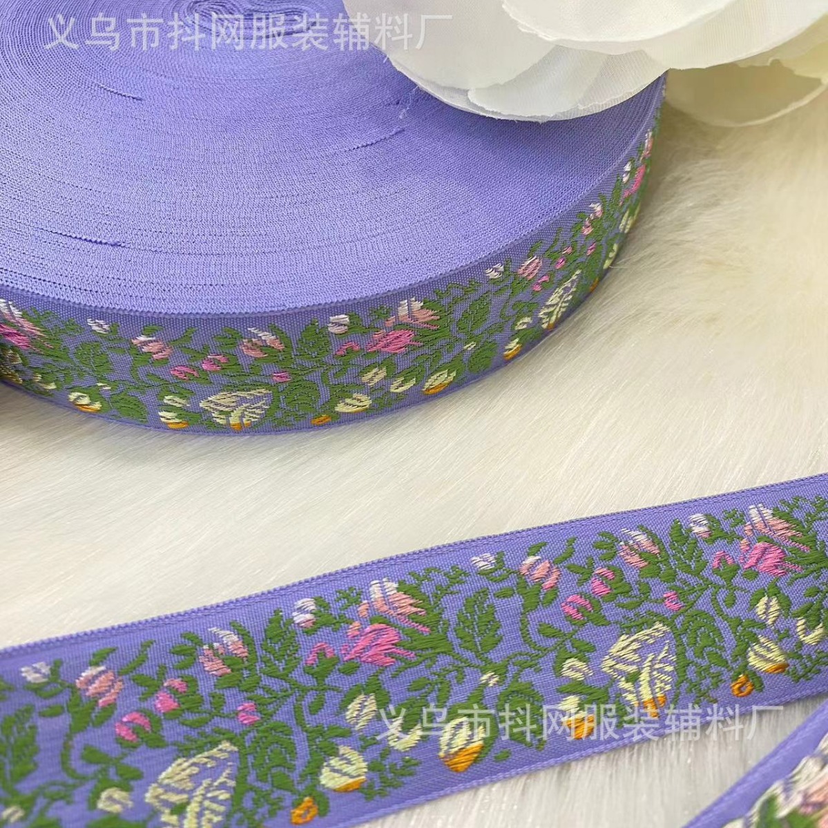 3.3cm floral and ethnic style embroidered jacquard ribbons, DIY bow webbing, hair accessories, hair clips, shoes, hats and clothing Specification image