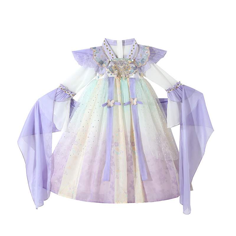 娃衣/童装/童装裙子碎花/儿童演出服/女孩纱裙白底实物图