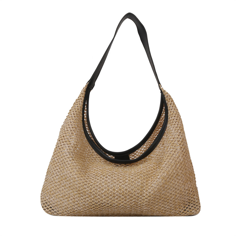 Cross-Border Straw Weaving Bag, Large-Capacity Straw Weaving Fashionable Casual Bag, Summer Popular Korean-Style Woven Single-Shoulder Armpit Bag, Tote Bag, Handcrafted Straw Weaving Bag Item Picture