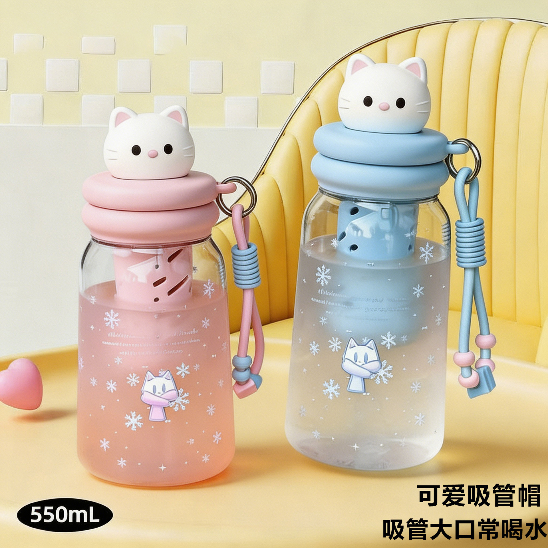 Dunhuang Cultural and creative cute cat-shaped mini luminous book lamp, children's small toy lamp, water cup style plastic water cup details Picture